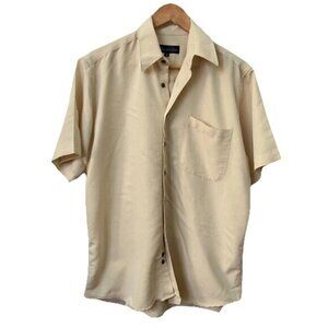 Vintage Oscar de la Renta Button Up Shirt Mens Yellow Neutral Camp Summer